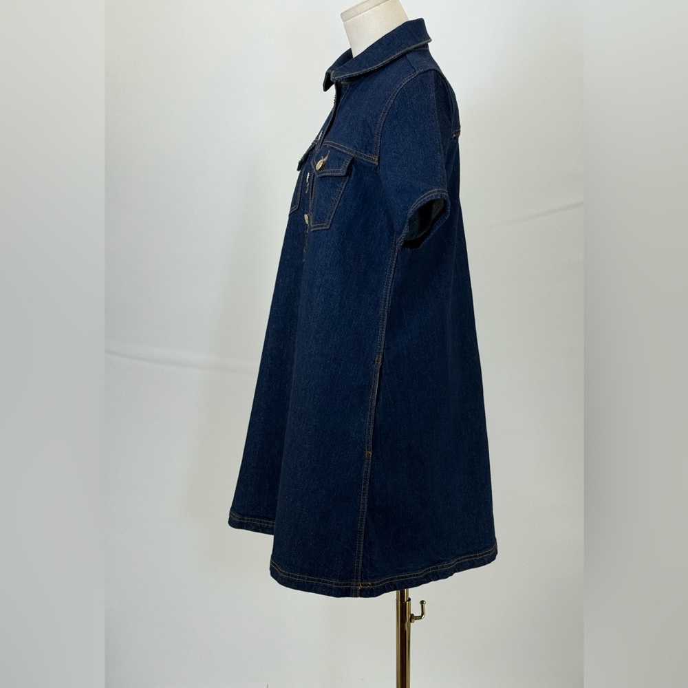 Loft Denim Shirt Dress A-line Mini | Button Front Short Sleeve Casual Chic SZ XS - Picture 7 of 11